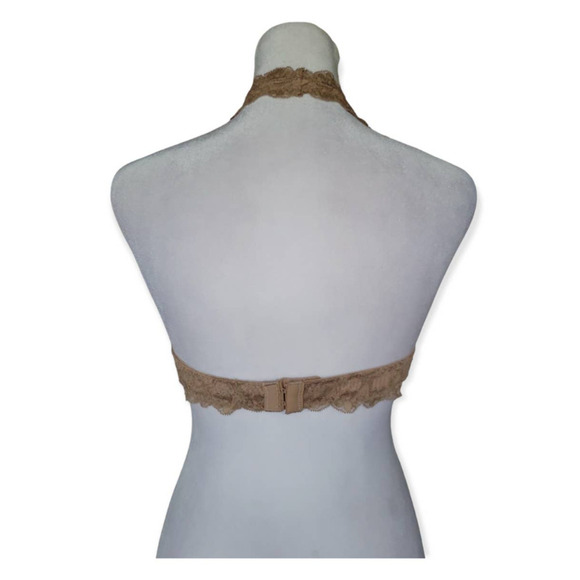 Free People‎ Women's Galloon Lace Halter Bralette Size Small Nude Beige - Picture 6 of 10